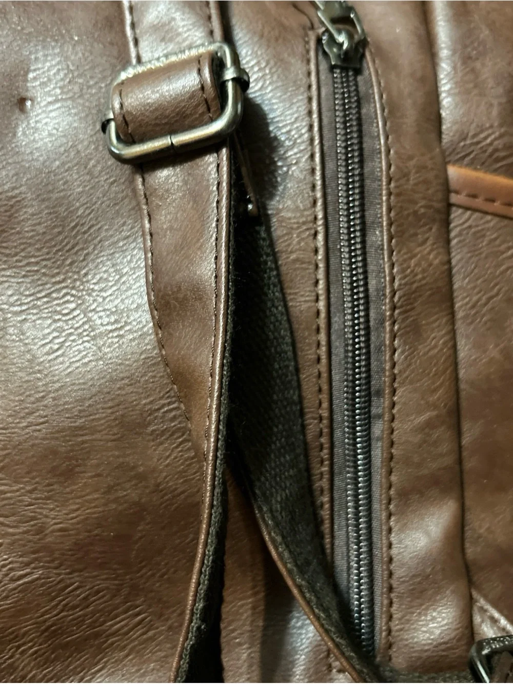 Brown Men's Backpack - Sleek Brown Faux Leather